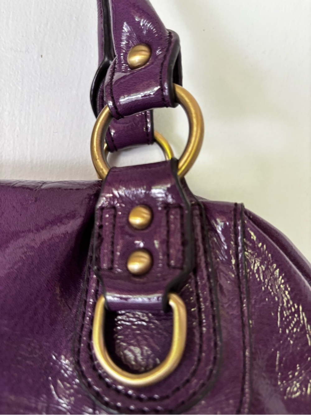 Coach 2008 Ergo Plum Purple Pleated Patent Leather Satchel Bag 10105 Y2K - Picture 2 of 8